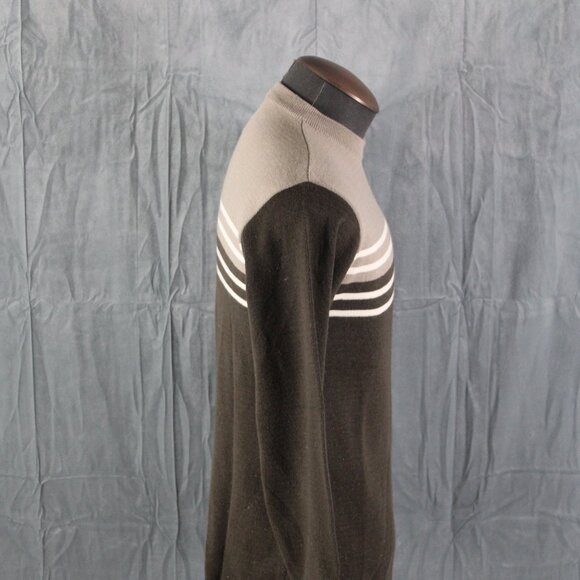 Vintage Sweater - 3 Stipe Brown by Renoir Wool Blend - Men's Small - Picture 4 of 6